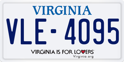 VA license plate VLE4095
