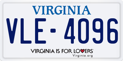 VA license plate VLE4096