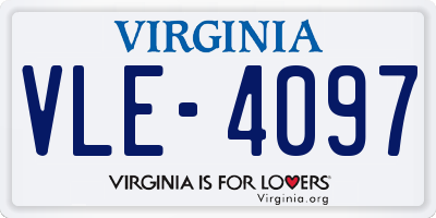 VA license plate VLE4097