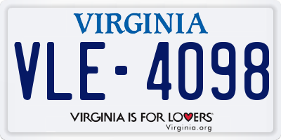 VA license plate VLE4098