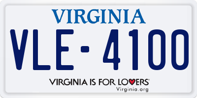 VA license plate VLE4100