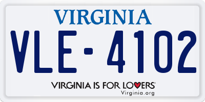 VA license plate VLE4102