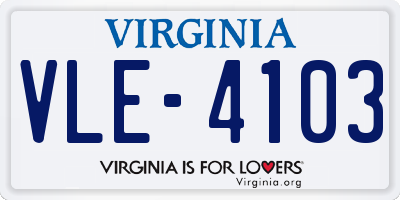 VA license plate VLE4103