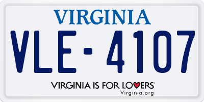 VA license plate VLE4107