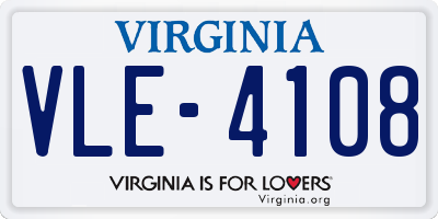 VA license plate VLE4108