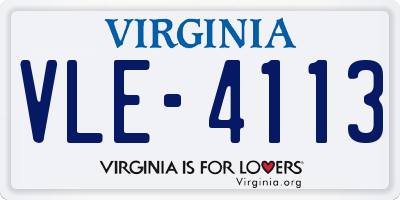 VA license plate VLE4113