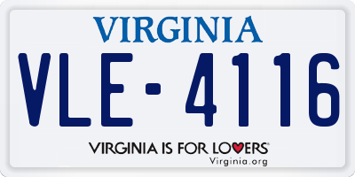 VA license plate VLE4116