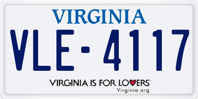VA license plate VLE4117