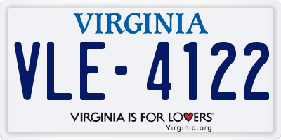 VA license plate VLE4122