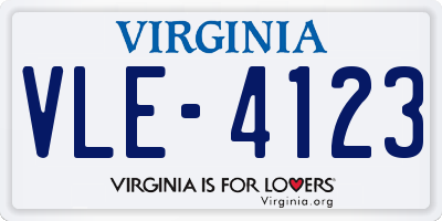 VA license plate VLE4123