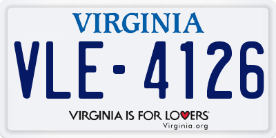 VA license plate VLE4126