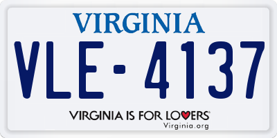 VA license plate VLE4137