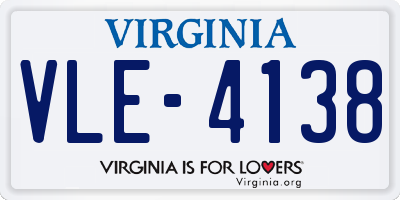 VA license plate VLE4138