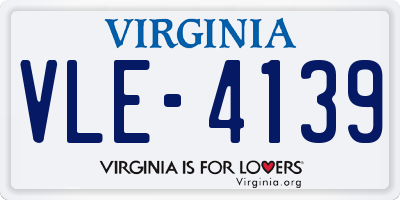 VA license plate VLE4139