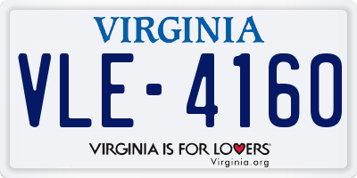 VA license plate VLE4160