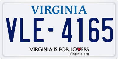 VA license plate VLE4165