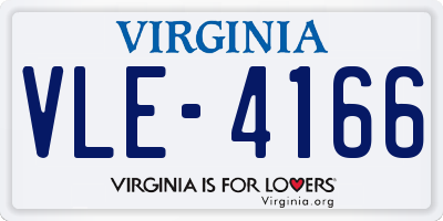 VA license plate VLE4166