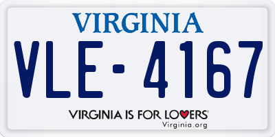 VA license plate VLE4167