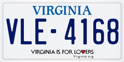 VA license plate VLE4168