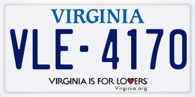 VA license plate VLE4170