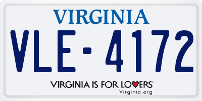 VA license plate VLE4172