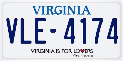 VA license plate VLE4174