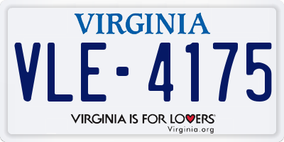 VA license plate VLE4175