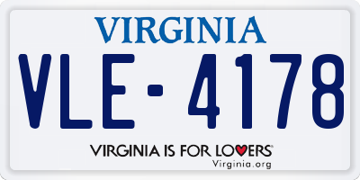 VA license plate VLE4178