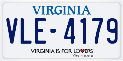 VA license plate VLE4179