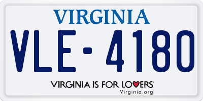 VA license plate VLE4180