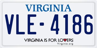 VA license plate VLE4186