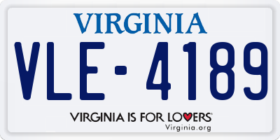 VA license plate VLE4189