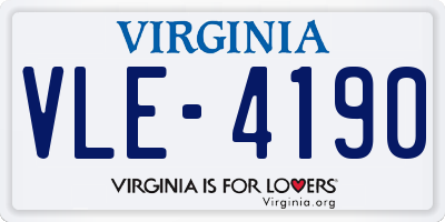 VA license plate VLE4190
