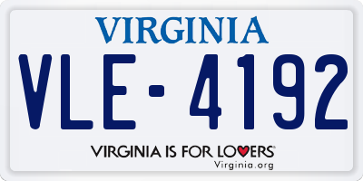 VA license plate VLE4192