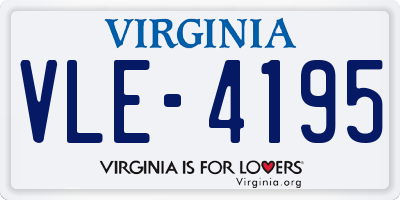 VA license plate VLE4195