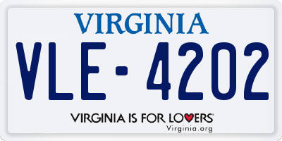 VA license plate VLE4202