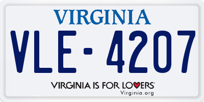 VA license plate VLE4207