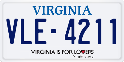 VA license plate VLE4211