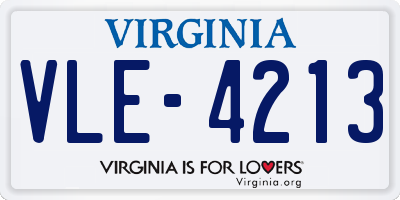VA license plate VLE4213