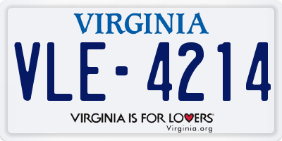 VA license plate VLE4214
