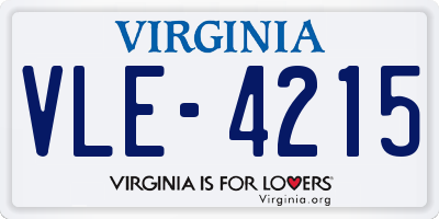 VA license plate VLE4215