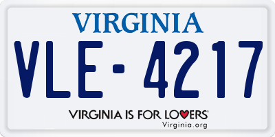 VA license plate VLE4217