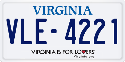 VA license plate VLE4221