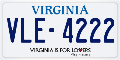 VA license plate VLE4222
