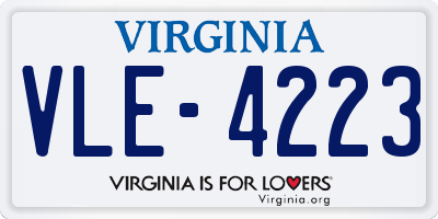 VA license plate VLE4223