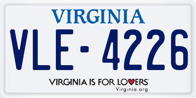 VA license plate VLE4226