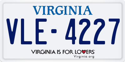 VA license plate VLE4227