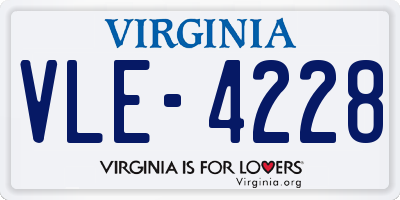 VA license plate VLE4228