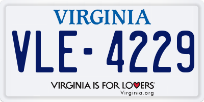 VA license plate VLE4229