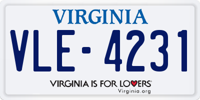 VA license plate VLE4231